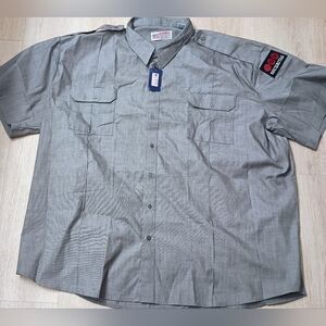 National Patrol Securitas Buttton Up Shirt Men's Size 21 5XL Gray Uniform Big...